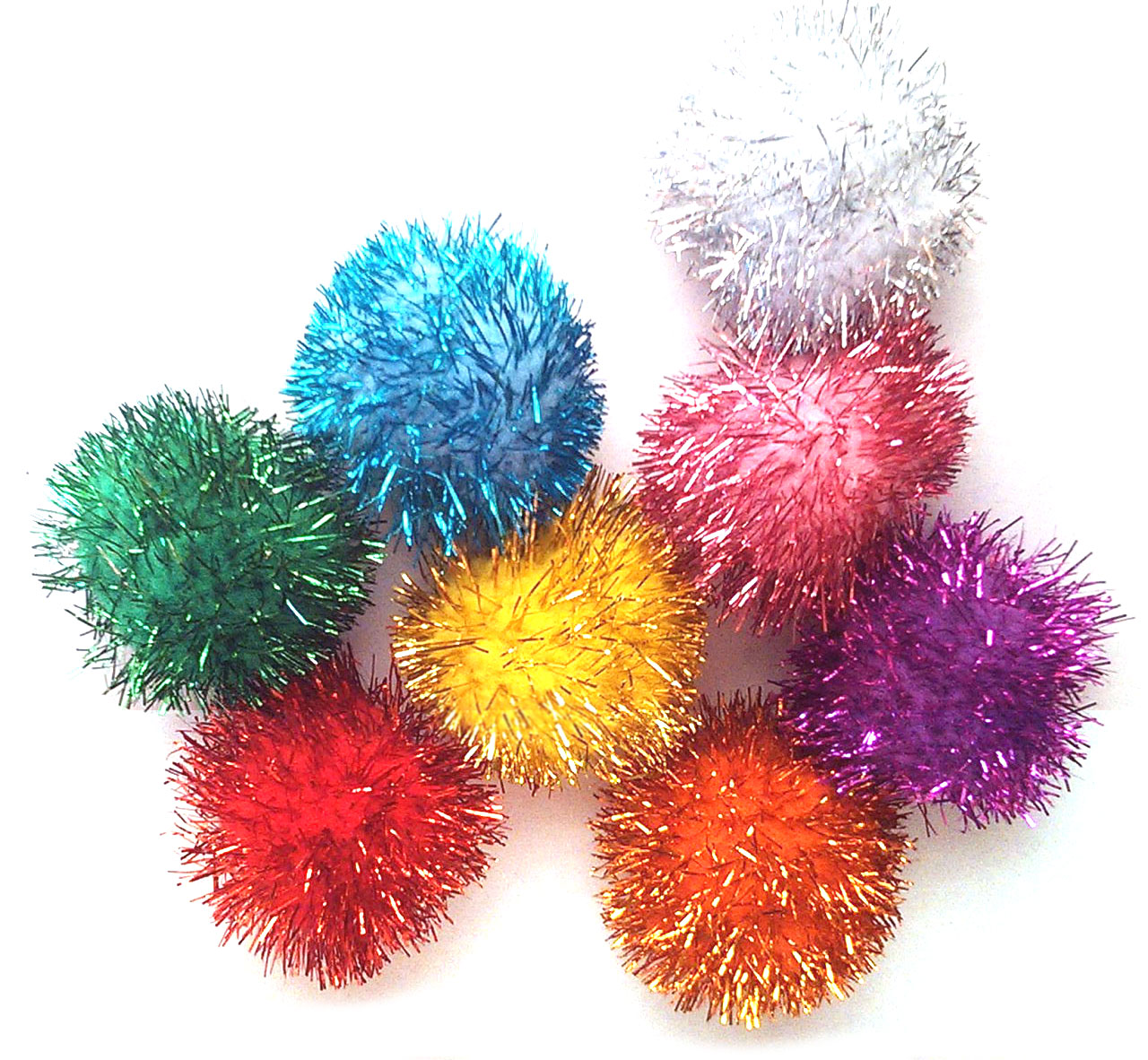 kathson 100Pcs Colorful Mini Sparkly Glitter Tinsel Balls Small Pom Ball For Cat Toys 