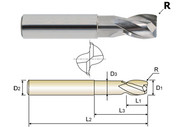 YG1 USA EDP # 24562TC 2 FLUTE REGULAR LENGTH RADIUS & NECK TICN-COATED ALU-POWER 5/32 x 1/4 R.012 N.140