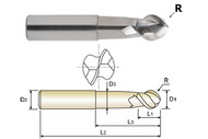 YG1 USA EDP # 37573 2 FLUTE REGULAR LENGTH 50 DEGREE HELIX BALL ALU-POWER 1/4 x 1/4 N.226