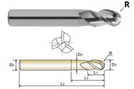 YG1 USA EDP # 38573TC 3 FLUTE REGULAR LENGTH 40 DEGREE HELIX BALL NOSE NECK TICN-COATED ALU-POWER 1/4 x 1/4 x 3/8 x 1/2 x 3 N.235