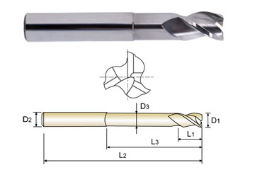 3//8/" YG1 Alu-Power 3 Flute Regular Length Carbide End Mill TiCN Coated