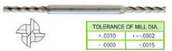 YG1 USA EDP # 54008HF 4 FLUTE LONG LENGTH DE MINIATURE TIALN-FUTURA COATED HSS 5/64 x 3/16 x 1/4 x 3/8 x 2-1/2