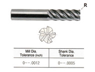 YG1 USA EDP # 86584TF-030R 5 FLUTE REGULAR LENGTH 45 DEG HELIX CORNER RADIUS TIALN-FUTURA COATED CARBIDE 3/8 x 3/8 x 1 x 2-1/2 R.030