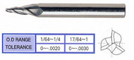 YG1 USA EDP # 88553TC 3 FLUTE REGULAR LENGTH BALL NOSE TAPERED TICN-COATED CARBIDE .062 x 1/4 x 1-1/2 x 3 1.5 DEG