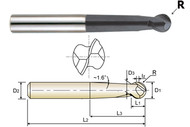 YG1 USA EDP # 93289 2 FLUTE LONG LENGTH BALL NOSE ECONOMIC TYPE X-POWER CARBIDE 3/16 x 1/4 x 7/32 x -1/4 x 3-1/4