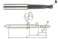 YG1 USA EDP # 93526 2 FLUTE 30 DEG HELIX TAPER NECK BALL NOSE X-POWER CARBIDE 1/16 x 1/4 x 5/32 x 2-3/8