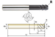 YG1 USA EDP # 93545 4 FLUTE STUB LENGTH 55 DEG HELIX CORNER RADIUS X-POWER CARBIDE 5/16 x 5/16 x 3/8 x 1 x 2-1/2 x .289 R.078