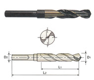 YG1 USA EDP # D1191033 HSS(M2) 118 DEGREE SPLIT POINT 3 FLAT GOLD & BLACK S & D DRILL 33/64 x 1/2 x 3 x 6