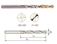 YG1 USA EDP # D2GP187207 HSS(M42) JOBBERS LENGTH STRAIGHT SHANK GOLD-P DRILLS (10 PC SET) #50 x 1 x 2