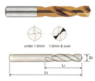 YG1 USA EDP # D4107010 HSS(M42) STUB LENGTH DIN1897 SPLIT POINT DRILLS TIN COATED (10 PC SET) 1.0 x 6 x 26