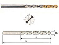 YG1 USA EDP # DLGP506022 HSS(M35) JOBBER, WORM PATTERN TYPE STRAIGHT SHANK GOLD-P DRILL FOR DEEP HOLES (10 PC SET) 2.2 x 27 x 53