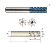 YG1 USA EDP # G85116 6 FLUTE 45 DEGREE HELIX CORNER RADIUS X-5070 CARBIDE END MILL 1/4 x 1/4 x 1/2 x 2-1/4, R.020