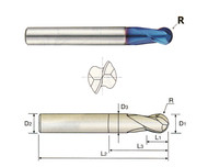 YG1 USA EDP # G8A28002 2 FLUTE SHORT BALL NOSE X-5070 END MILL 0.2 x 0.3 x 4 x 40 R.1