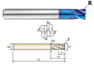 YG1 USA EDP # G8A37010 4 FLUTE  SE STUB CUT CORNER RADIUS EXTENDED NECK X-5070 POWER CARBIDE END MILL 1 x 3 x 1.5 x 40