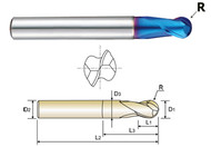 YG1 USA EDP # G8A38010 2 FLUTE SE STUB CUT BALL NOSE EXTENDED NECK X-5070 POWER CARBIDE END MILL 1 x 4 x 1 x 50