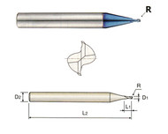 YG1 USA EDP # G8A50003 2 FLUTE MINIATURE CORNER RADUS X-5070 END MILL .3 x 6 x .45 x 50