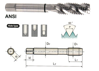 YG1 M7 x 1.0 Spiral Flute Combo Tap T5345S 3 Flute D5 Steam Oxide Multi Purpose