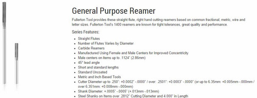 Fullerton Tool 14088 0.2055 Diameter 1 Flute Reamer