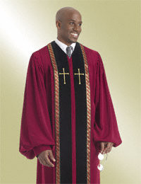 Murphy Men's Robe Bishop H-55 - Silver/Black Brocade - Clergy Mart