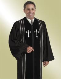 Murphy Men's Robe Bishop H-8 - Black/White - Clergy Mart
