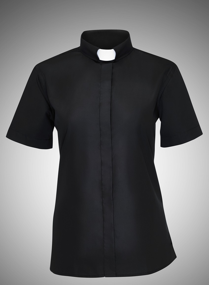IvyRobes Men's Short Sleeve Clergy Shirt - Roman Style With FREE White Tab Collar (3 Colors)