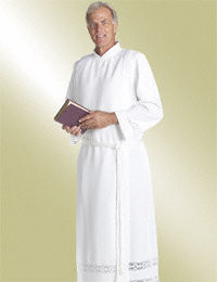Men's Traditional Clergy Alb with Lace H-182 - White