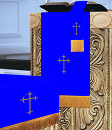 Reversible 3 Pc. Church Parament Set - Blue/White Crosses
