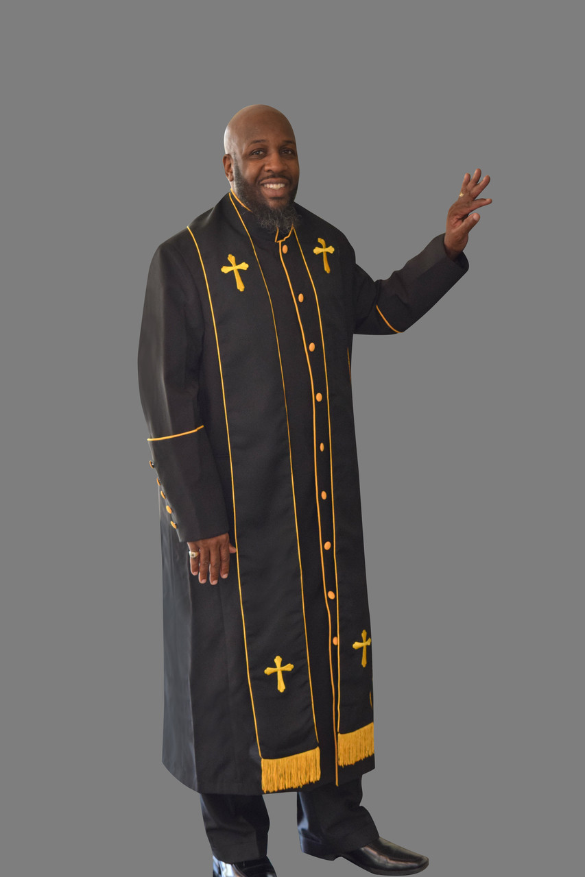 Men's Clergy Robe & Stole Set in Black and Red