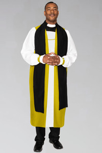 Clergy Chimere in Church Gold with Fluting. To be worn with clergy rochet with pleated cuffs. 