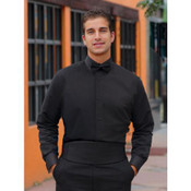 Non-Pleated Black Laydown Collar Tuxedo Shirt - Men's Small