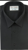 Men's Black Plain Front, Laydown Collar Shirt Microfiber 