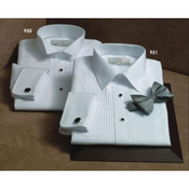 Men's White 100% Cotton Laydown Collar Tuxedo Shirt with French Cuffs