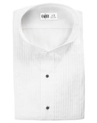 Dobell Mens White Tuxedo Dress Shirt Regular Fit Wing Collar Double Cuff Pleated Fly Front