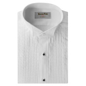 White Pleated Wing Collar Shirt