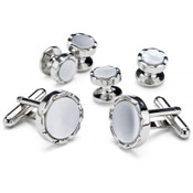 Black Onyx and Mother of Pearl Checkerboard Cufflinks and Studs - Style #FS6612
