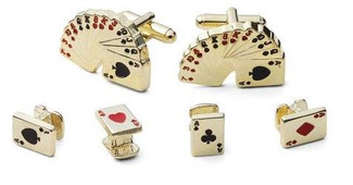 Gold Poker Cufflinks and Studs Set