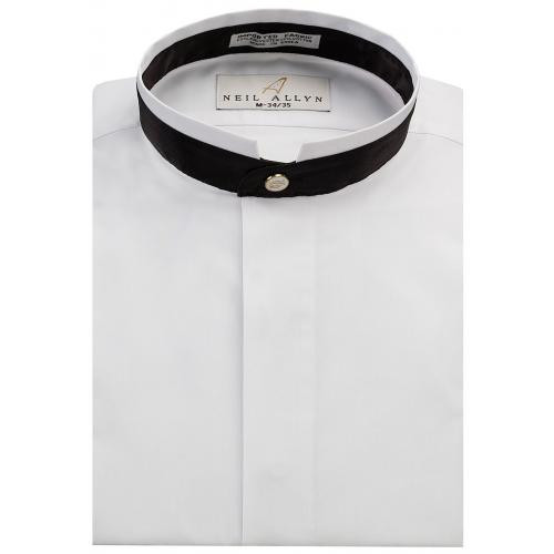 Boys Size Ivory Banded Mandarin Collar Pleated Front Tuxedo Shirt & Button Cover 