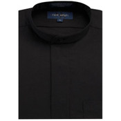 Black Mandarin Tuxedo Shirt Fly Front - Men's Medium