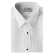 White Pleated Laydown Collar Tuxedo Shirt - Men's Large