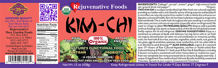 Raw Fresh Organic Kim Chi Label|glass jar|Probiotic Cultured Flora Enzymes|lactobacillus acidophilus|natural culture|plastic free|feel better satisfaction guarantee