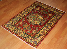 Hand Knotted Kazak Rug from Afghanistan- 93 x 64cm