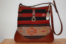 Kilim Shoulder/Cross-body bag with Leather Strap and Trim
