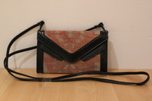 Kilim Purse Style bag with Detachable Leather Strap and Trim