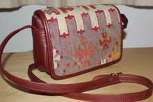 Kilim 'Flap over' Ladies Handbag with Leather Strap