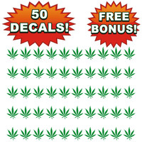 Bulk Wholesale Lot of 50 pot Leaf Decals, Stickers, 420, Weed, Chronic