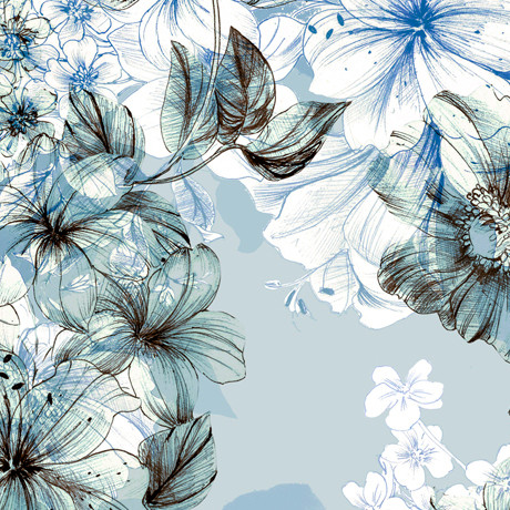 Juliette Large Floral Blue Helping Hands Quilt Shop