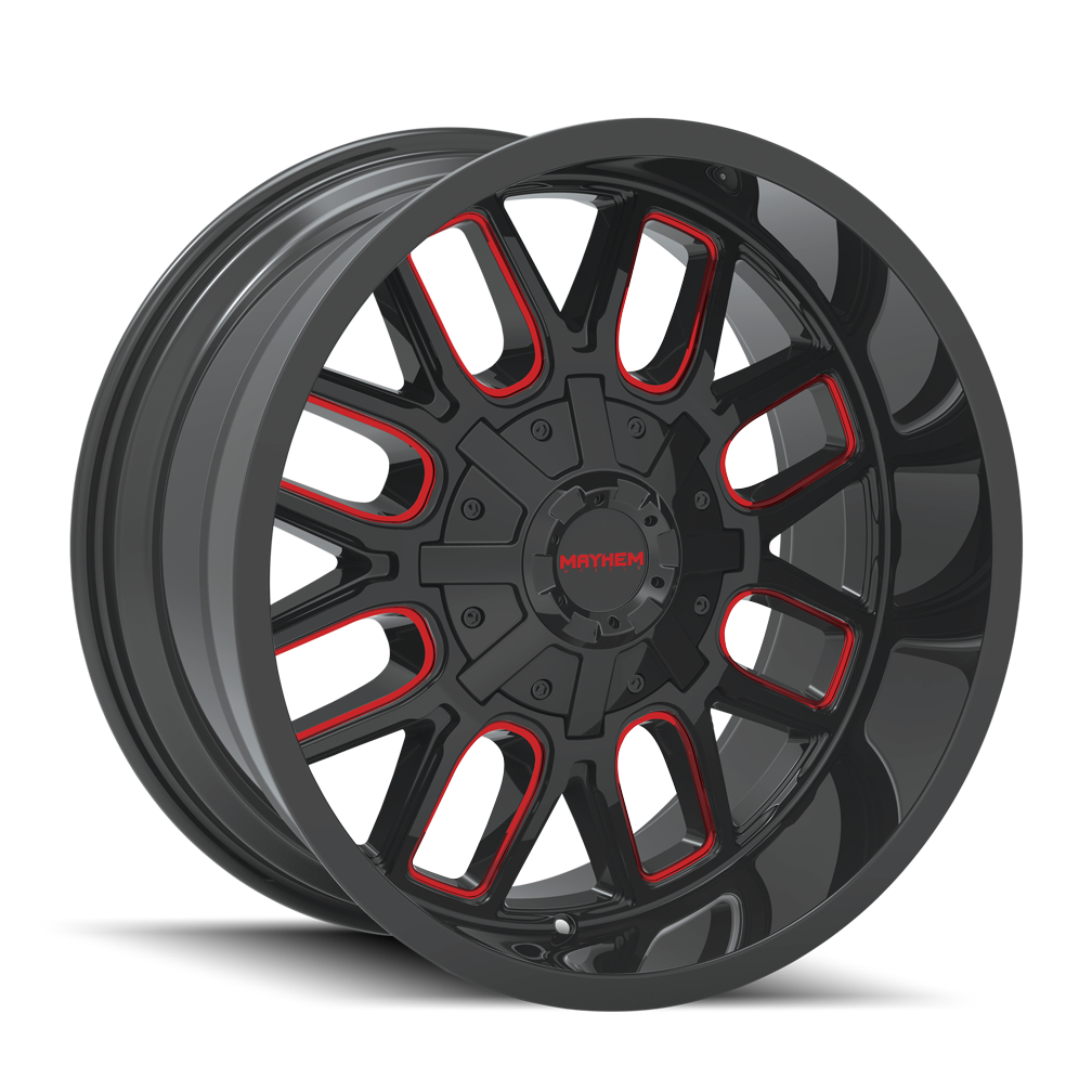 Mayhem-8107-gloss-black-redspokes-cogent-wheels-rims-5lug-8lug