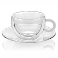 IVV Colours Cappuccino Cup and Saucer, white handle, double walled