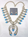 NAVAJO Turquoise Squash Blossom Necklace & Earrings