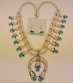Sleeping Beauty Turquoise Squash Blossom Necklace & Earrings